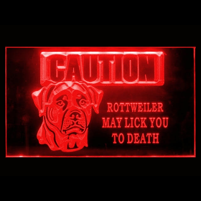 210177 Caution Rottweiler Pets Shop Home Decor Open Display illuminated Night Light Neon Sign 16 Color By Remote
