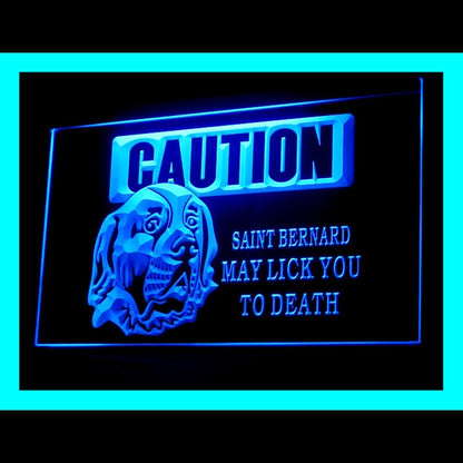 210178 Caution Saint Bernard Pets Shop Home Decor Open Display illuminated Night Light Neon Sign 16 Color By Remote