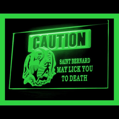 210178 Caution Saint Bernard Pets Shop Home Decor Open Display illuminated Night Light Neon Sign 16 Color By Remote