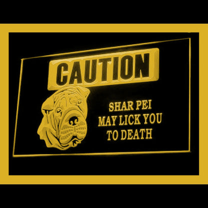 210179 Caution Shar Pei Pets Shop Home Decor Open Display illuminated Night Light Neon Sign 16 Color By Remote