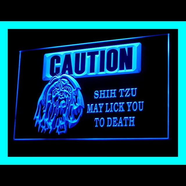 210180 Caution Shih Tzu Pets Shop Home Decor Open Display illuminated Night Light Neon Sign 16 Color By Remote