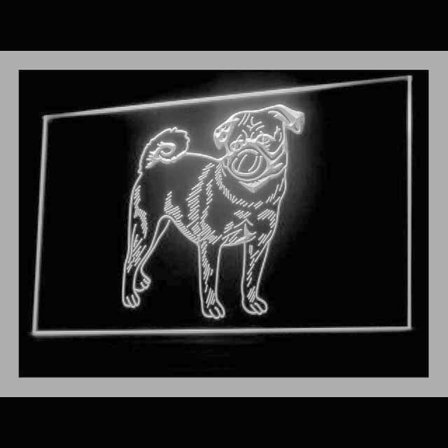 210193 Pugs Pets Shop Store Home Decor Open Display illuminated Night Light Neon Sign 16 Color By Remote