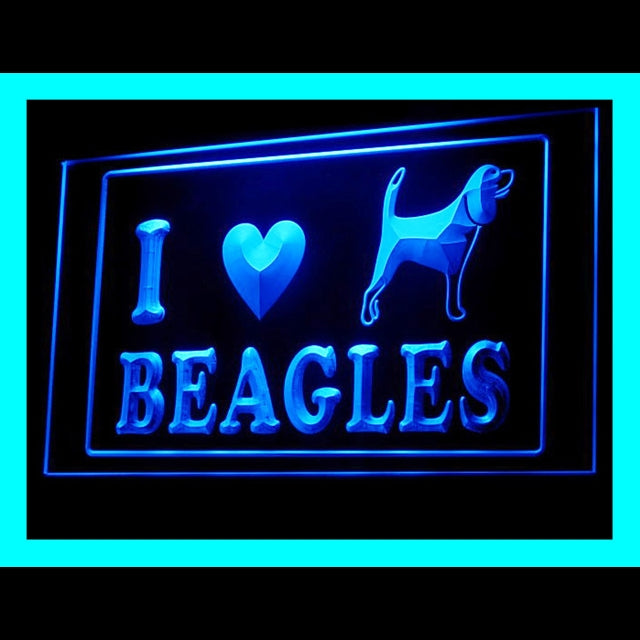 210202 I Love Beagle Pets Shop Home Decor Open Display illuminated Night Light Neon Sign 16 Color By Remote
