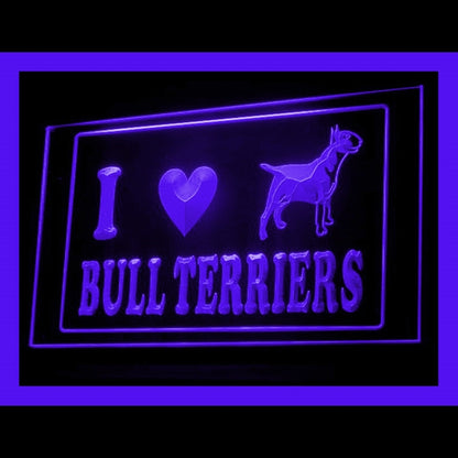 210203 I Love Bull Terriers Pets Shop Home Decor Open Display illuminated Night Light Neon Sign 16 Color By Remote