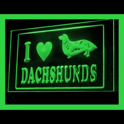 210204 I Love Dachshund Pets Shop Home Decor Open Display illuminated Night Light Neon Sign 16 Color By Remote