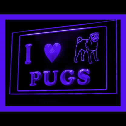 210206 I Love Pug Dog Pets Shop Home Decor Open Display illuminated Night Light Neon Sign 16 Color By Remote