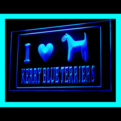 210208 I Love Kerry Blue Terriers Pets Shop Home Decor Open Display illuminated Night Light Neon Sign 16 Color By Remote