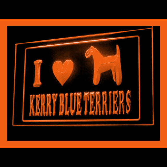 210208 I Love Kerry Blue Terriers Pets Shop Home Decor Open Display illuminated Night Light Neon Sign 16 Color By Remote