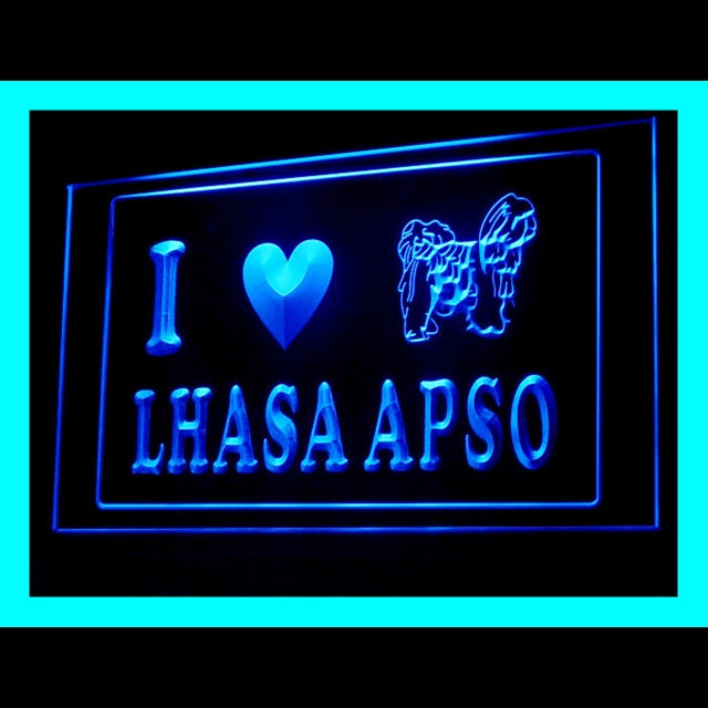 210213 I Love Lhasa Apso Pets Shop Home Decor Open Display illuminated Night Light Neon Sign 16 Color By Remote
