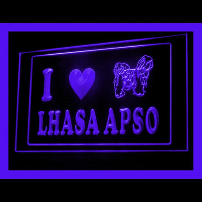 210213 I Love Lhasa Apso Pets Shop Home Decor Open Display illuminated Night Light Neon Sign 16 Color By Remote