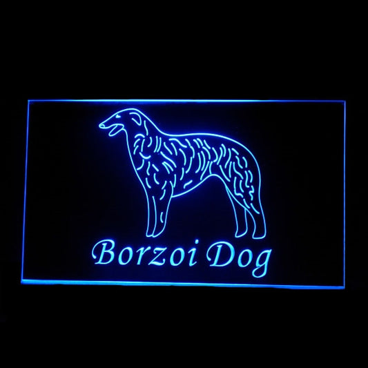 210252 Borzoi Dog Pets Shop Home Decor Open Display illuminated Night Light Neon Sign 16 Color By Remote