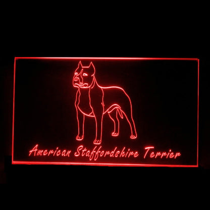 210256 American Staffordshire Terrie Pets Shop Home Decor Open Display illuminated Night Light Neon Sign 16 Color By Remote