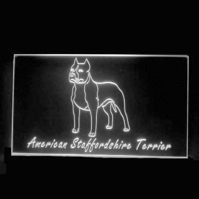 210256 American Staffordshire Terrie Pets Shop Home Decor Open Display illuminated Night Light Neon Sign 16 Color By Remote