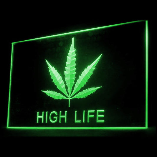220008 Marijuana Hemp Leaf High Life Store Shop Home Decor Open Display illuminated Night Light Neon Sign 16 Color By Remote