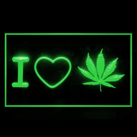 220028 I Love Marijuana Hemp Leaf High Life Store Shop Home Decor Open Display illuminated Night Light Neon Sign 16 Color By Remote