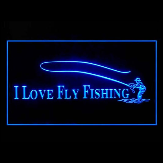 230027 I Love Fly Fishing Fish Sports Shop Home Decor Open Display illuminated Night Light Neon Sign 16 Color By Remote