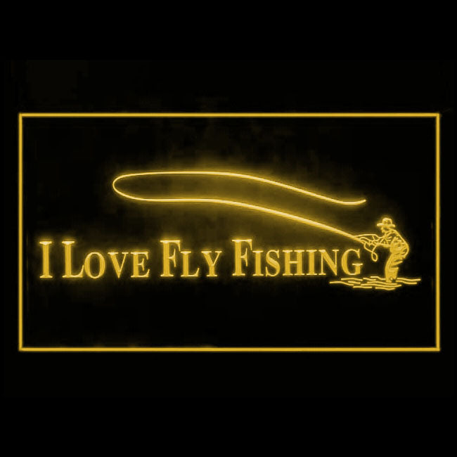 230027 I Love Fly Fishing Fish Sports Shop Home Decor Open Display illuminated Night Light Neon Sign 16 Color By Remote