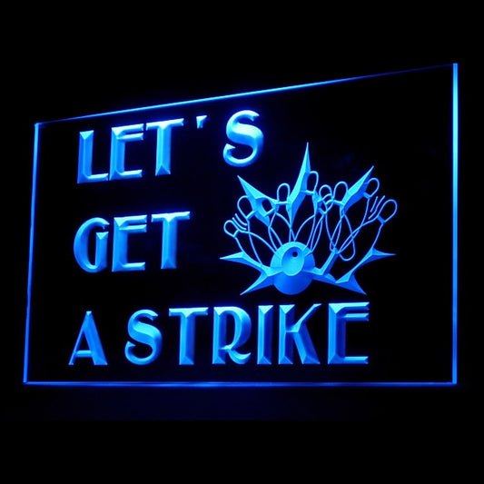 230040 Let's Get A Strike Bowling Sports Shop Home Decor Open Display illuminated Night Light Neon Sign 16 Color By Remote