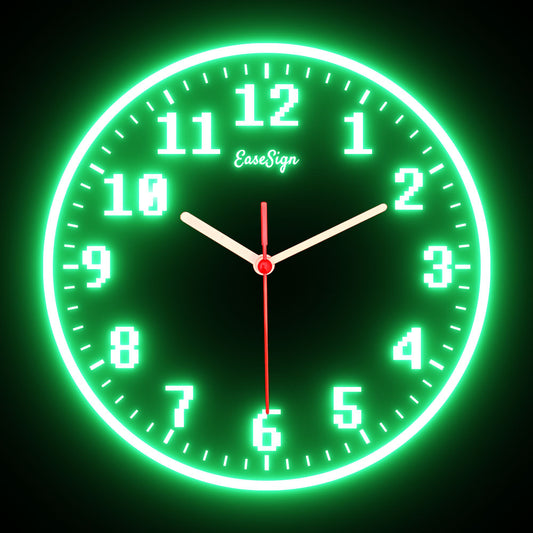 25ck0005 EaseSign Home Decor LED Light Flexible Flex illuminated Neon Wall Clock 7 Colors 10"