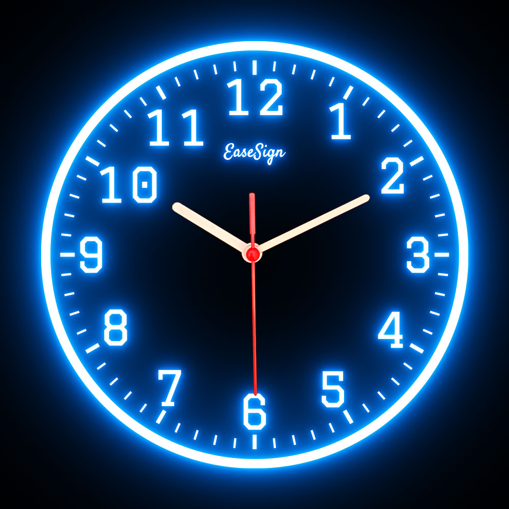 Color Light Clock EaseSign Home Decor Flexible Flex illuminated Neon Wall Clock 7 Colors 10