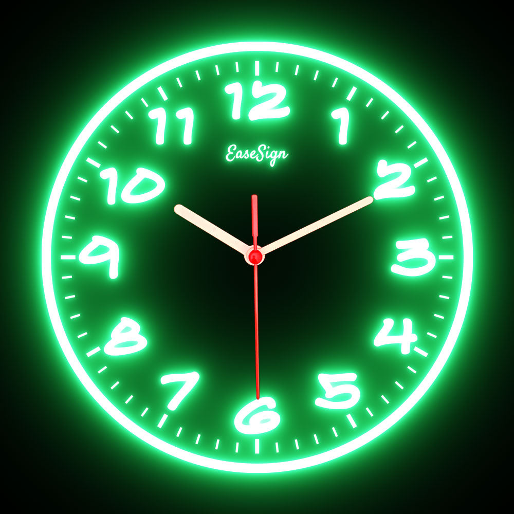 25ck0015 EaseSign Home Decor LED Light Flexible Flex illuminated Neon Wall Clock 7 Colors 10"