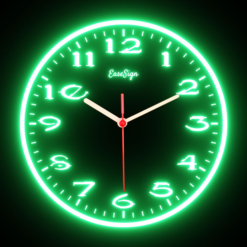 25ck0017 EaseSign Home Decor LED Light Flexible Flex illuminated Neon Wall Clock 7 Colors 10"
