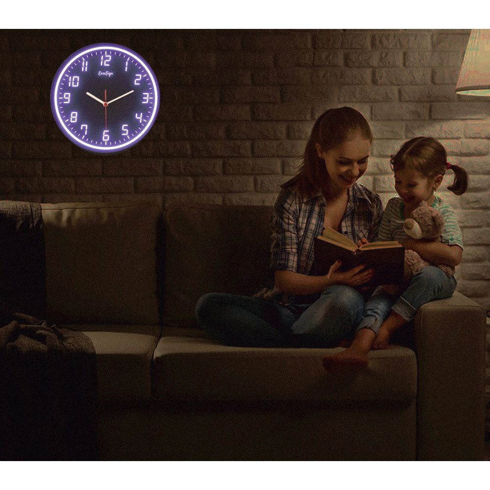 25ck0019 EaseSign Home Decor LED Light Flexible Flex illuminated Neon Wall Clock 7 Colors 10"