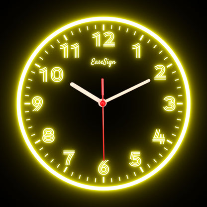 25ck0024 EaseSign Home Decor LED Light Flexible Flex illuminated Neon Wall Clock 7 Colors 10"