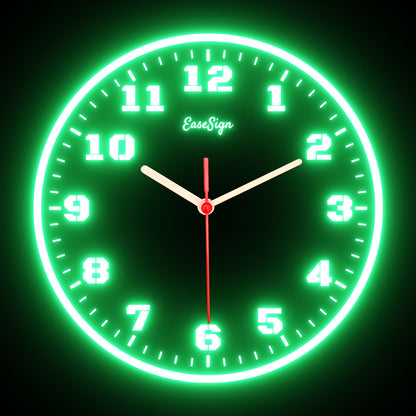 25ck0032 EaseSign Home Decor LED Light Flexible Flex illuminated Neon Wall Clock 7 Colors 10"