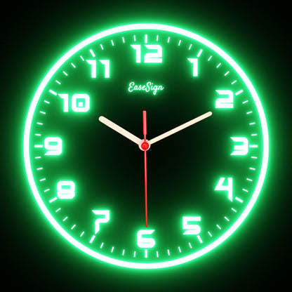 25ck0036 EaseSign Home Decor LED Light Flexible Flex illuminated Neon Wall Clock 7 Colors 10"