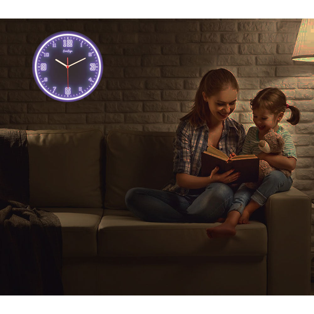 25ck0040 EaseSign Home Decor LED Light Flexible Flex illuminated Neon Wall Clock 7 Colors 10"