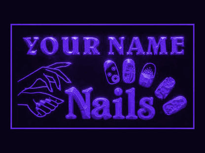 270044 Nails Salon Shop Home Decor Open Display illuminated Night Light Personalized Custom Neon Sign 16 Color By Remote