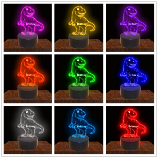 275009 Dinosaur Personalized Custom Neon Sign Night Light Home Decor Bedroom Child Kids Room Display 16 Color By Remote