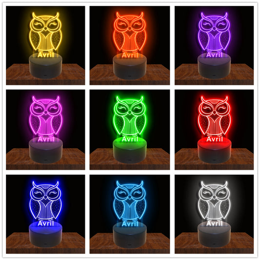 275023 Owl Personalized Custom Neon Sign Night Light Home Decor Bedroom Child Baby Room Display 16 Color By Remote