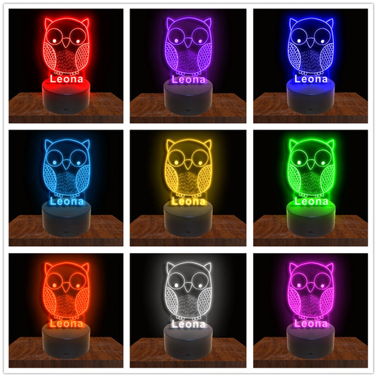 275024 Owl Personalized Custom Neon Sign Night Light Home Decor Bedroom Child Baby Room Display 16 Color By Remote