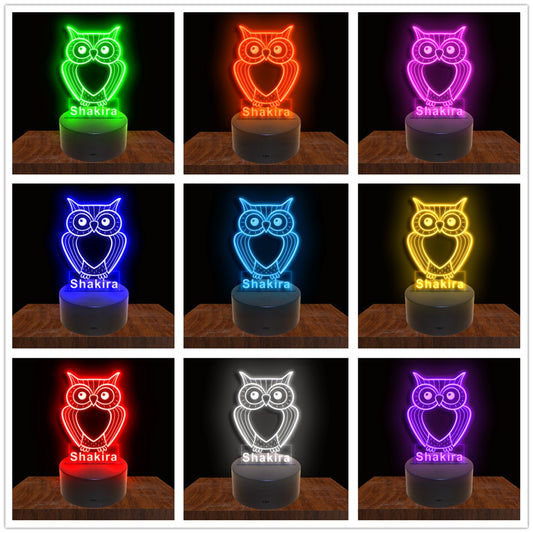 275026 Owl Personalized Custom Neon Sign Night Light Home Decor Bedroom Child Baby Room Display 16 Color By Remote