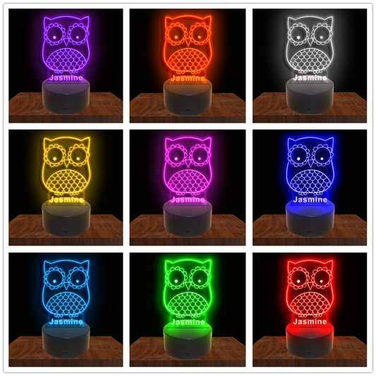 275030 Owl Personalized Custom Neon Sign Night Light Home Decor Bedroom Child Baby Room Display 16 Color By Remote