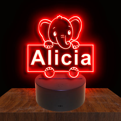 275042 Elephant Personalized Custom Neon Sign Night Light Home Decor Bedroom Child Display 16 Color By Remote