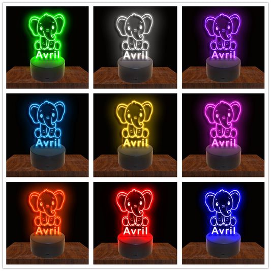 275043 Elephant Personalized Custom Neon Sign Night Light Home Decor Bedroom Child Display 16 Color By Remote