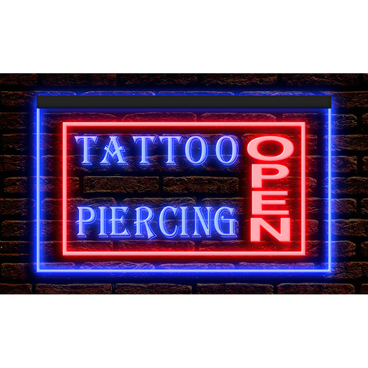 DC100004 Tattoo Piercing Shop Studio Workshop Home Decor Open Display illuminated Night Light Neon Sign Dual Color