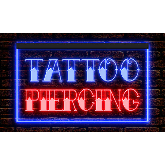 DC100008 Tattoo Piercing Shop Studio Workshop Home Decor Open Display illuminated Night Light Neon Sign Dual Color