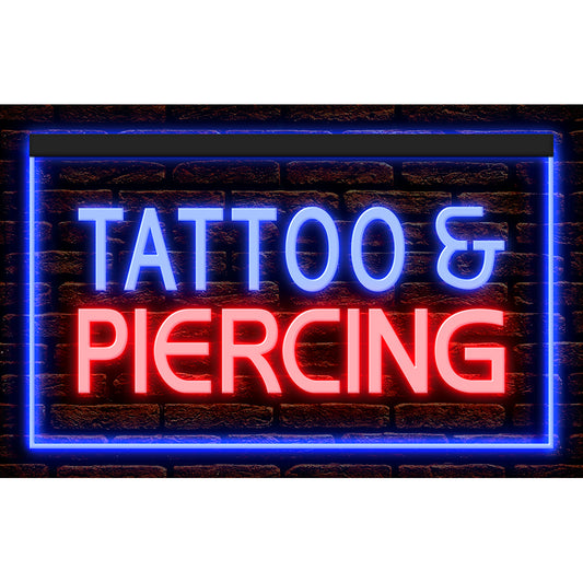 DC100016 Tattoo Piercing Shop Studio Workshop Home Decor Open Display illuminated Night Light Neon Sign Dual Color