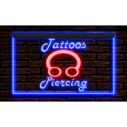 DC100017 Tattoo Piercing Shop Studio Workshop Home Decor Open Display illuminated Night Light Neon Sign Dual Color