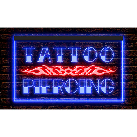 DC100025 Tattoo Piercing Shop Studio Workshop Home Decor Open Display illuminated Night Light Neon Sign Dual Color