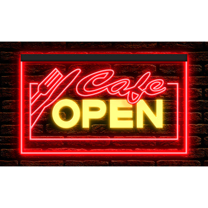 DC110006 Cafe Open Restaurant Coffee Bar Home Decor Display illuminated Night Light Neon Sign Dual Color