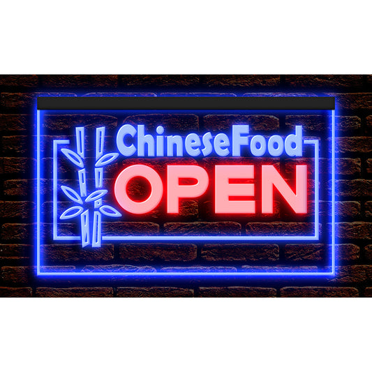 DC110008 OPEN Chinese Food Shop Cafe Restaurant Home Decor Display illuminated Night Light Neon Sign Dual Color