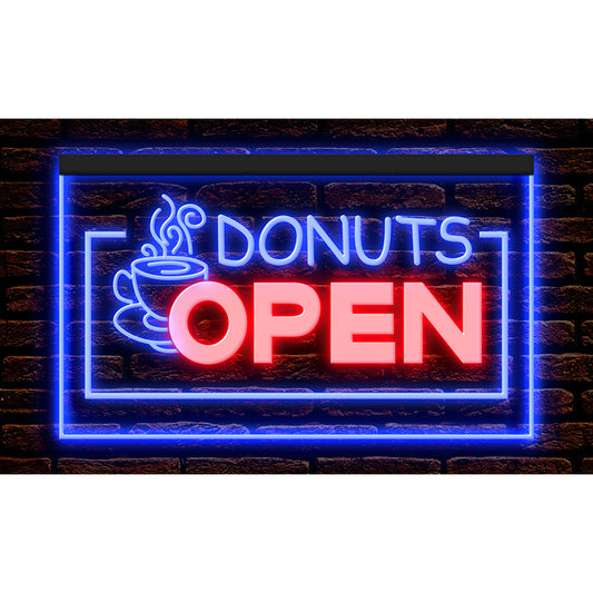 DC110010 OPEN Donuts Cafe Shop Bakery Home Decor Display illuminated Night Light Neon Sign Dual Color