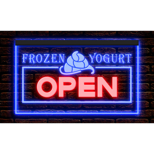 DC110014 OPEN Frozen Yogurt Cafe Shop Store Home Decor Display illuminated Night Light Neon Sign Dual Color