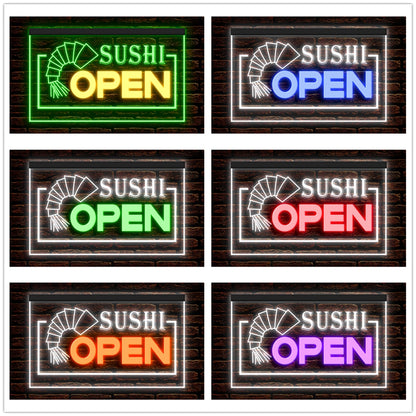 DC110019 OPEN Sushi Shop Restaurant Bar Cafe Home Decor Display illuminated Night Light Neon Sign Dual Color