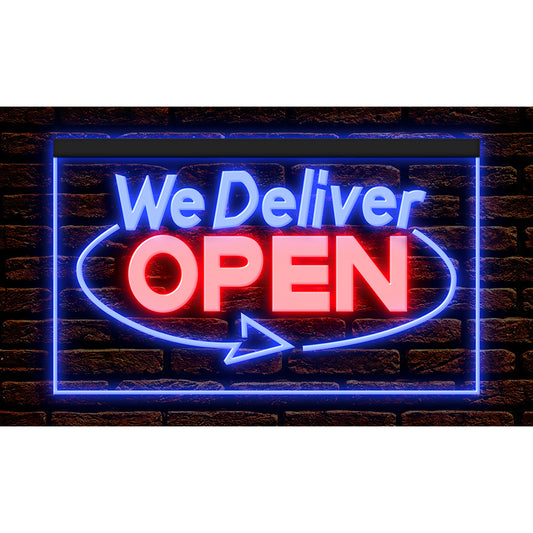 DC110020 We Deliver Open Cafe Restaurant Shop Home Decor Display illuminated Night Light Neon Sign Dual Color